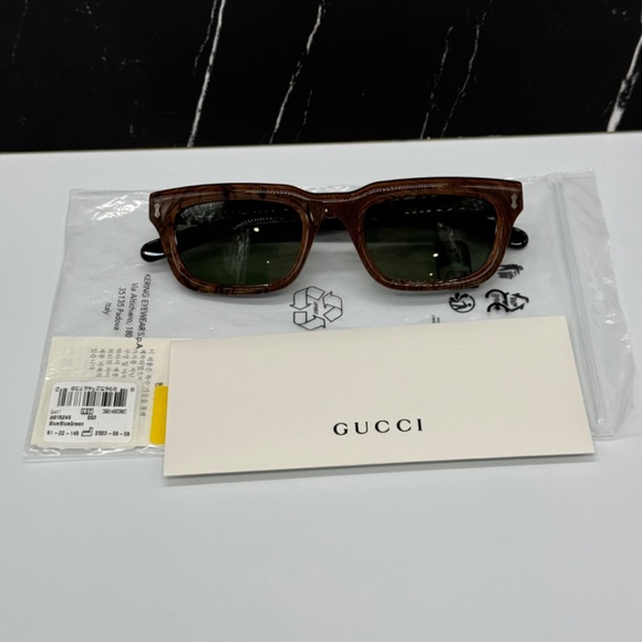 NEW GG1524S 003 GUCCI BROWN GREEN SQUARE UNISEX GUCCI SUNGLASSES - Picture 10 of 11